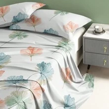 1pc Minimalist Modern Blurry Leaf Print Flannel Bedsheet, Bedroom Printed Bedding (Pillow Case Not Included) - Multicolor - View 4