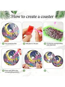 8pcs/Set DIY Halloween Diamond Painting Coasters, Handmade Crystal Rhinestone Table Mats - CM112 - View 7