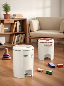 1 Peça Lixeira Doméstica com Dois Compartimentos para Fraldas, Lixeira Redonda Sem Toque para Fraldas de Bebê e Uso Doméstico Geral no Quarto, Sala de Estar, Cozinha e Banheiro, Decorações e Presentes para Chá de Bebê e Família - Multicolorido - Visão 2