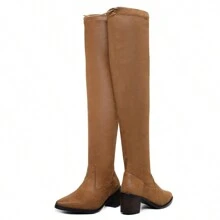 Bota Over Camurça Sued The Knee Bico Fino - 813 confortável elegante bota marrom