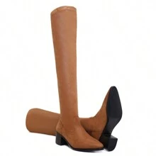 Bota Over Camurça Sued The Knee Bico Fino - 813 confortável elegante bota marrom