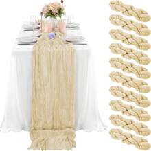 6/10pcs 35"X118" Lavender Green Balinese Gauze Table Runner, Soft Chiffon Bohemian Table Decor For Wedding, Birthday Party, Dining Room - Solid Color - View 9