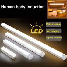 1 Peça Luz Sob o Gabinete, Luz de Gabinete LED com Sensor de Movimento Sem Fio Recarregável por USB, Luz Noturna Magnética Sem Fio 10/20/30/50cm para Cozinha, Quarto, Gabinete, Guarda-roupa, Escada, Corredor Iluminação de Segurança, Luz de Sensor de Movimento para Gabinete LED, Iluminação de Balcão de Guarda-roupa, Luz Noturna de Cozinha Magnética Sem Fio Recarregável por USB, Luz Operada a Bateria para Guarda-roupa, Armário, Escada, Corredor, Cremalheira, Iluminação Instantânea, Luz Sob o Gabinete, Barra de Luz LED com Sensor de Movimento Sem Fio, Luz de Longo Alcance LED, Recarregável
