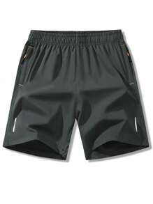 Paquete de 4 pantalones cortos estilo novio para hombres con cordón interno y franja reflectante, para entrenamiento, deportes al aire libre, en colores surtidos - Dorado - Ver 7