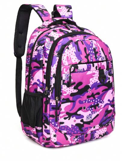 时尚纯色百搭校园背包儿童双肩背包，休闲大容量背包，时尚纯色简约大学生书包，旅行背包适合女生日常、上学和外出使用