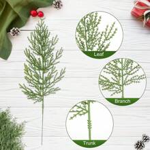 20 piezas de ramas artificiales de pino, plantas verdes falsas de plástico - Accesorios DIY para días festivos, regalos del Día de San Valentín, decoración del hogar, decoración navideña, decoración de habitaciones - Verde - Ver 3