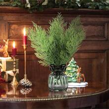 20 piezas de ramas artificiales de pino, plantas verdes falsas de plástico - Accesorios DIY para días festivos, regalos del Día de San Valentín, decoración del hogar, decoración navideña, decoración de habitaciones - Verde - Ver 4