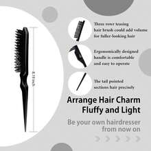 Hairstyle Comb Set - Edge Control Brush 3-Row Teasing Brush Mouse Tail Comb Clip For Edge Back Brush Sliding Combing - Female Stylist Beauty Accessories - Black - View 4