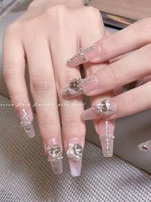 Bộ dụng cụ làm móng DIY hình trái tim nhọn đáy, đầy đủ các loại trang sức lấp lánh, kim cương hình trái tim màu sắc kỳ diệu. Móng tay và các vật dụng làm móng. - Nhiều màu - Xem 3