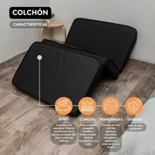 Colchón Seccionado en 3 Impermiable Hule Espuma 10cm + Porta Colchón. Soporta mas 150KG (Mod Col-Sec) - Negro - Ver 4