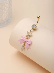 1 thanh thép không gỉ có đính pha lê Rhinestone màu hồng hình giọt nước trang sức xỏ rốn, trang sức đeo hàng ngày cho cả nam và nữ, ngày lễ tình nhân, mẹ, mẹ, ngày của mẹ, quà tặng - Loại bướm - Xem 6
