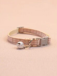 1 szt. Nowa obroża w kratę poliester w kratkę naszyjnik dla kota i psa z uroczym dzwonkiem dla małych i średnich zwierząt