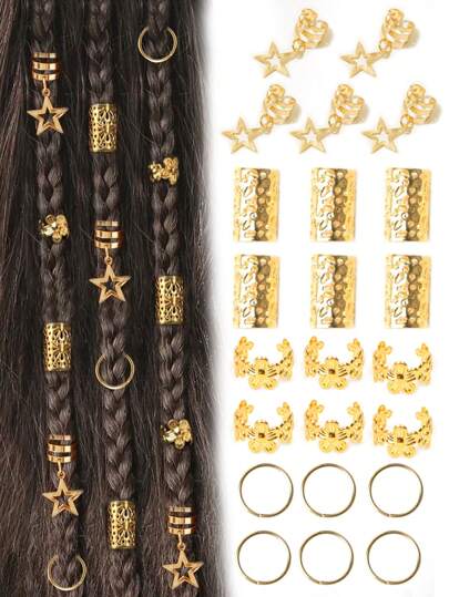 Set da 35 pezzi Anelli elastici intrecciati tinta unita, adatti per acconciature con trecce, accessori per capelli regolabili per tutte le stagioni