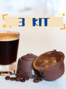 3 Effective Refillable Reusable Coffee Capsule Refreshing - màu nâu - Xem 1