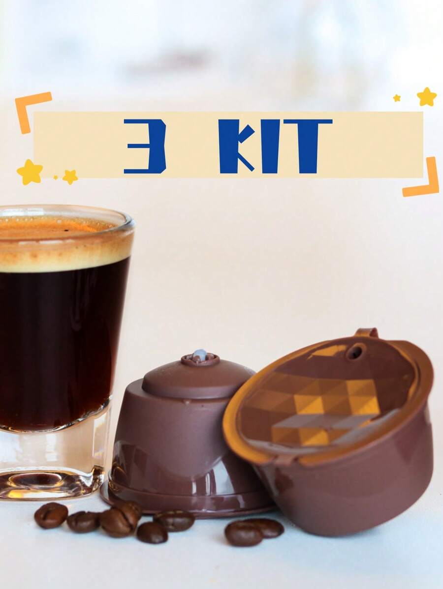 3 Effective Refillable Reusable Coffee Capsule Refreshing - màu nâu - Xem 1