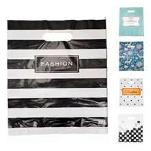 Vmingo 100 Bolsa Boutique Polipapel Decorada Regalo Diseño 25x35cm - Rayas Negras - Ver 1