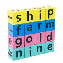 (1 Set) Wooden Funy Spelling Word Puzzle English Letter With 40 Cards