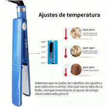 Set Plancha De Pelo Profesional 450° + Tenaza Rizadora + Peine Cabello Gama Titanio,Plancha de Pelo de Placa Ancha,Plancha Alaciadora 450 Plancha de pelo profesional 3 en 1 rizador de pelo juego de peine herramientas de peinado rápido plancha plana - Azul - Ver 7