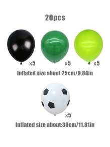 20pcs Green Latex Balloons, 12-Inch Football Printed Latex Balls For Birthday Party Decoration, Christmas - Multicolor - View 2