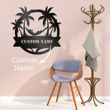 1 cái, Trang trí bằng kim loại và sắt bên bờ biển, Tên cá nhân hóa tùy chỉnh Trang trí bằng kim loại và sắt, Trang trí phòng khách phòng ngủ, Quà tân gia, Quà tặng ngày lễ, - màu đen - Xem 2