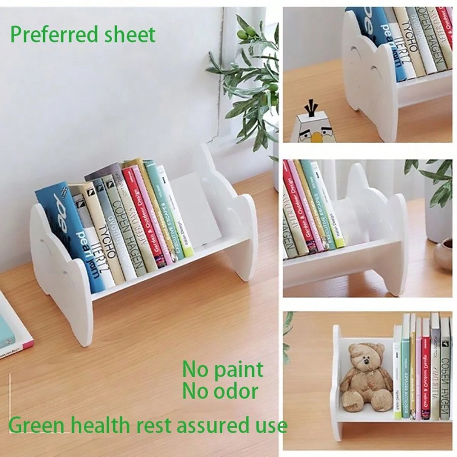 极简桌面收纳架，整理桌面空间；紧凑型极简书架，适合办公室使用 - 白色 - 查看 1