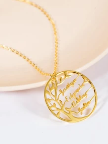 1 Stück personalisierte Lebensbaum-Anhänger Halskette für Frauen, individuell mit 1-4 Familiennamen, runde Halskette aus Edelstahl, Farbe silbrig-gold, Geschenke für Familie, Muttertags-Geschenke, Vatertags-Geschenke, individualisierte Familien-Namens-Schmuckhalskette