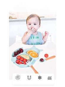 Kit 7 Baby Feeding Dish Silicone Infant Bib - A788 - màu xanh lá - Xem 2