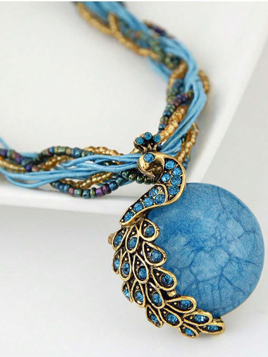 1 chiếc vòng cổ ngọc trai Boho, dây chuyền áo len cổ điển dành cho nữ có mặt dây chuyền hình con công, thích hợp để đeo hàng ngày và dự tiệc - nhiều màu - Xem 1