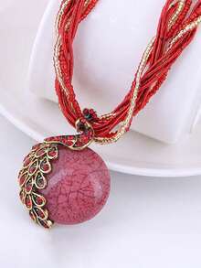 1 chiếc vòng cổ ngọc trai Boho, dây chuyền áo len cổ điển dành cho nữ có mặt dây chuyền hình con công, thích hợp để đeo hàng ngày và dự tiệc - nhiều màu - Xem 5