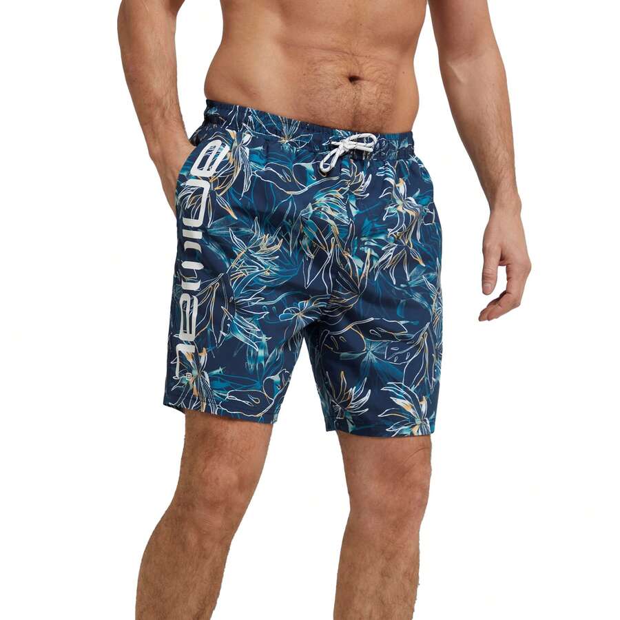 Animal Mens Deep Dive Printed Boardshorts (Navy) - Navy Blue - View 1