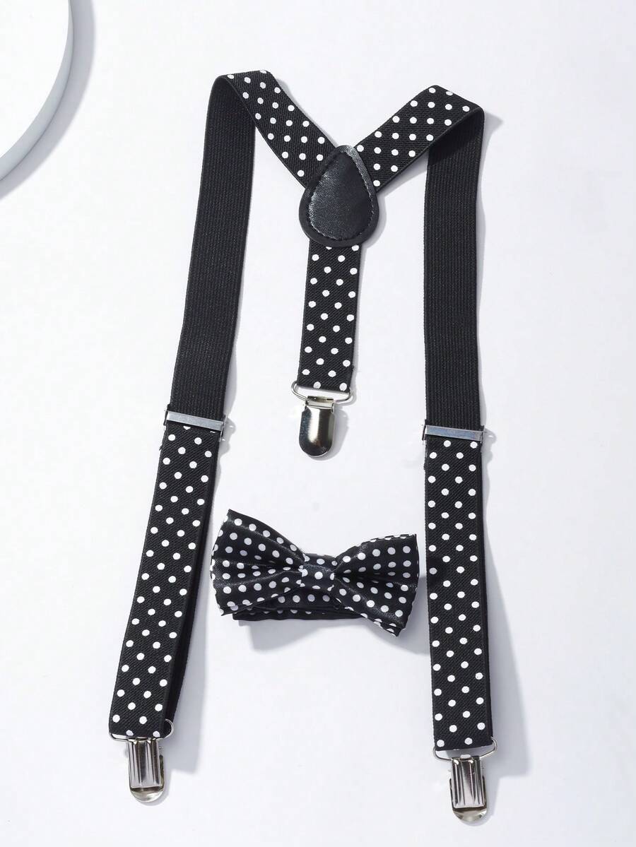 2pcs/Set Kids Polka Dot Bow Tie & Suspender Set - Multicolor - View 1
