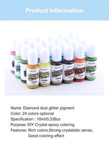 1 hộp bột nhũ epoxy 24 màu, bột màu epoxy tự làm, bột màu trang sức nghệ thuật từ nhựa epoxy, chất tạo màu nhựa UV đậm đặc, thích hợp cho vẽ tranh, làm đồ trang sức, đúc khuôn. - Nhiều màu - Xem 7