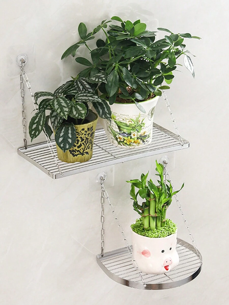 1 件不锈钢储物架，壁挂式收纳架，无需钻孔 - 黑色 - 查看 1