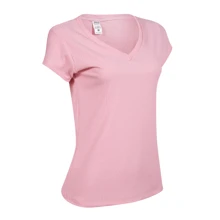 Women's Ribbed/Spandex Short Sleeve Blouse - 粉紅色的 - 查看 1