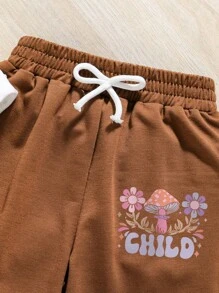 Tween Girls Họa tiết hoạt hình In áo cổ tròn và quần bó sát - trắng - Xem 5