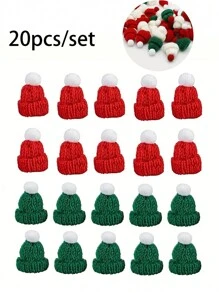 20 Stücke, Mini gestrickte Mützen, Weihnachts-Mini-gestrickte Puppenköpfe, Weihnachtsdekoration, DIY Handwerksprodukte, Weihnachtsdekoration, Weihnachtsgeschenke, geeignet zum Dekorieren der Feiertags-Atmosphäre und Schwing-Zimmer-Dekorationen