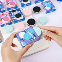 1 pieza Goma de borrar con forma de pan tostado de dibujos animados, goma con diseño de rebanada de pan altamente atractivo en estilo INS, herramienta de papelería novedosa - Multicolor - Ver 8