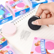 1 pieza Goma de borrar con forma de pan tostado de dibujos animados, goma con diseño de rebanada de pan altamente atractivo en estilo INS, herramienta de papelería novedosa - Multicolor - Ver 4