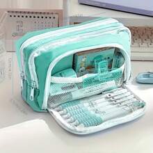 Estojo de lápis de grande capacidade, estojo multifuncional para canetas, estojo para canetas em cores de macaron para estudantes, armazenamento de papelaria, material de escritório escolar, volta às aulas, volta às aulas, material escolar, estojo para lápis, mochila escolar