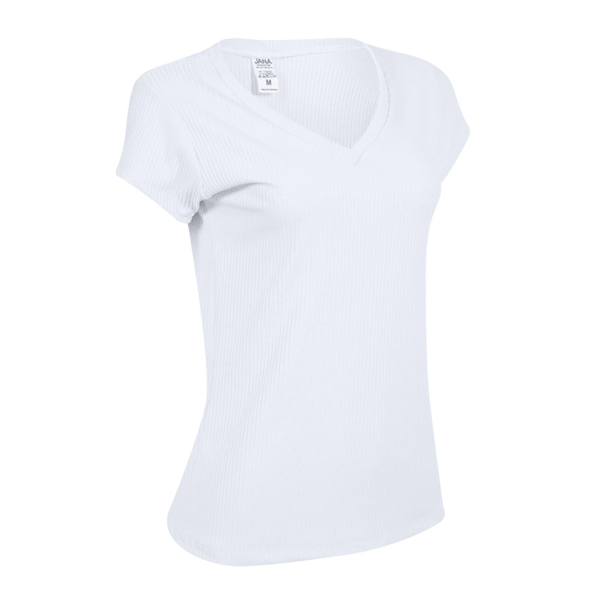 Blusinha Feminina Canelada/elastano Manga Curta - Branca - Visão 1
