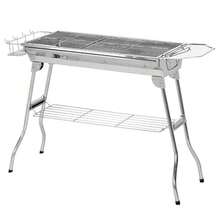 41" X 27" Portable Stainless Steel Charcoal Grill, Foldable BBQ For Camping, Garden, Backyard Parties, Picnics, And Outdoor Cooking - 銀色 - 查看 1
