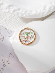 1 件全新手工制作不对称彩色花卉装饰，复古风格透明树脂干花吊坠 - 不規則 - 查看 3