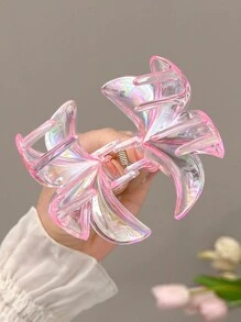2 piezas Pinzas de pelo de plástico elegantes de 7.5cm/2.95in con escamas de sirena blancas y negras y flores láser, accesorios versátiles y elegantes para uso diario, fiestas, viajes, duchas, maquillaje, San Valentín, garras para el cabello, pinzas para el cabello, accesorios para el cabello para la escuela