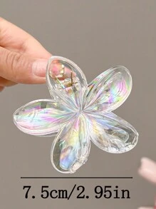 2 piezas Pinzas de pelo de plástico elegantes de 7.5cm/2.95in con escamas de sirena blancas y negras y flores láser, accesorios versátiles y elegantes para uso diario, fiestas, viajes, duchas, maquillaje, San Valentín, garras para el cabello, pinzas para el cabello, accesorios para el cabello para la escuela