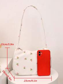 时尚休闲别致单肩包，新款春季时尚小众设计斜挎方形包 - 白色 - 查看 3