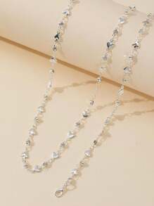 1 件金色/银色心形方晶锆石项链，适合女士，派对/正式场合配饰，情人节、妈妈、母亲、母亲节、礼物 - 銀色 - 查看 4