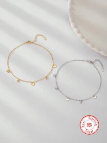 1 Stück 925 Sterlingsilber Fußkette mit lieblichem Herz Design, modisches Geburtstagsgeschenk & Alltagstrageoptionen