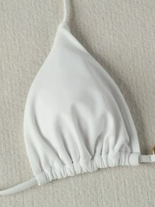 Polovedo 官方性感纯色印花高腰比基尼 - 白色 - 查看 3