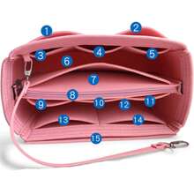 1 件特大/大/中/小多功能大容量毛毡内衬/毛毡化妆包/毛毡储物袋 - 黑色 - 查看 5