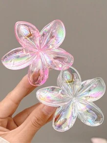 2 piezas Pinzas de pelo de plástico elegantes de 7.5cm/2.95in con escamas de sirena blancas y negras y flores láser, accesorios versátiles y elegantes para uso diario, fiestas, viajes, duchas, maquillaje, San Valentín, garras para el cabello, pinzas para el cabello, accesorios para el cabello para la escuela